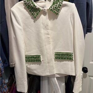 Veronica Beard Cream Jacket with Green Accents